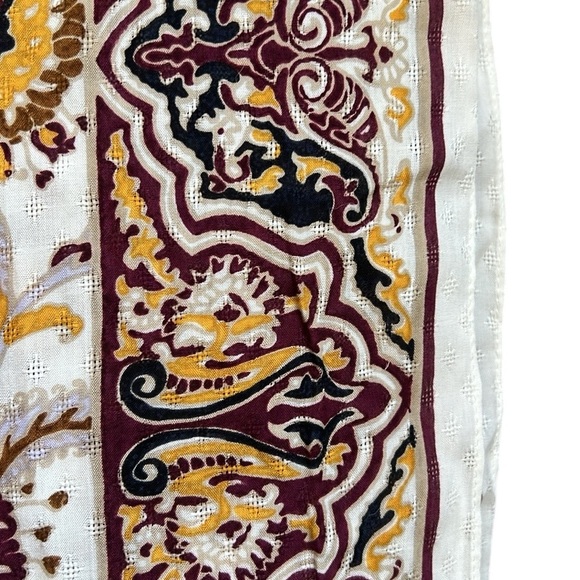 Boho Floral Paisley Shawl Wrap Scarf Lightweight Texture Ivory/Gold/Maroon 72x26 - Picture 3 of 13
